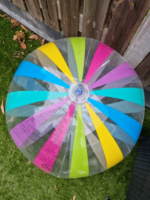 Intex Inflatable Beach Ball — Clear with Coloured Stripes, 107cm (42")